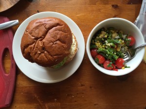 Salad and burger, a match made in heaven.